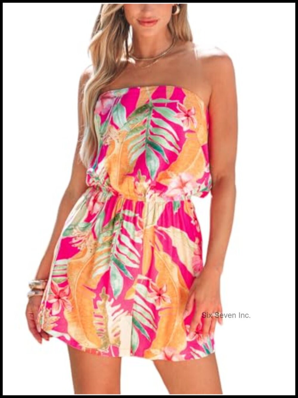 Strapless Floral Romper Tube Top Summer Casual Shorts Sleeveless Pull On